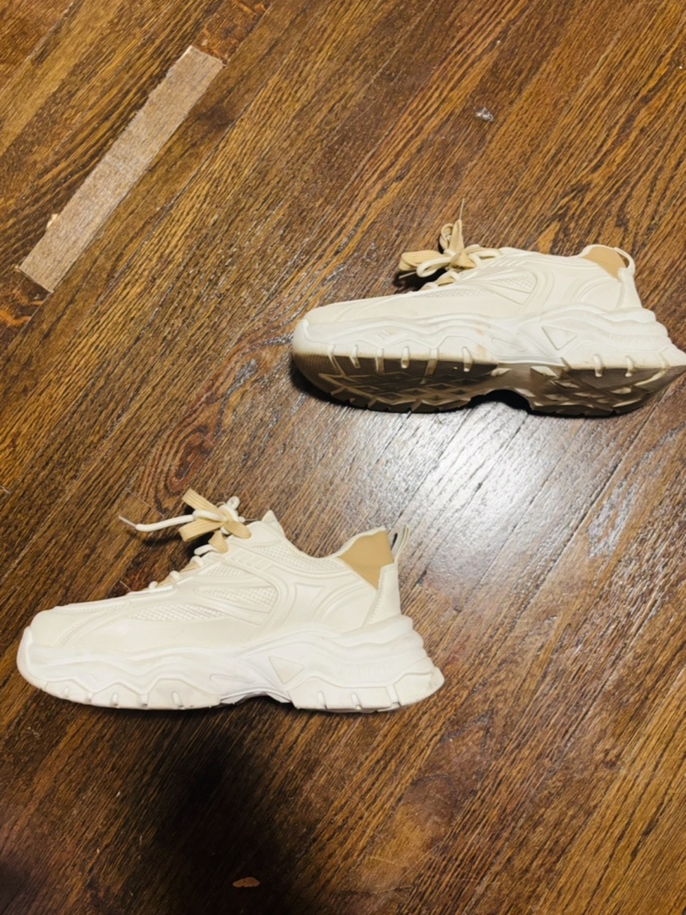 GYM SHOES, Women’s Chunky Cream/Beige Sneakers, Size 41, 10